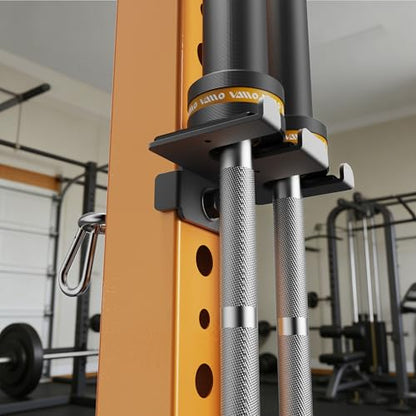 VAIIO 2-in-1 Olympic Barbell Holder and Resistance Band Anchor for Power Racks, Fits 5/8"-1" Holes, Heavy Duty Steel Bar Storage Hanger with Protective Padding