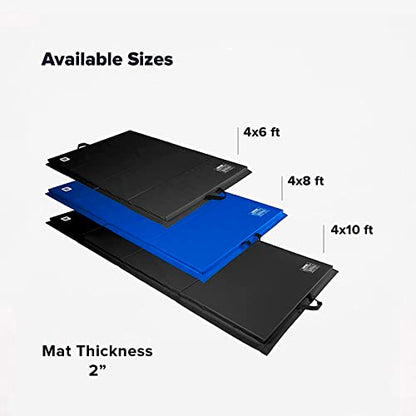 We Sell Mats 4 x 8 ft Folding Exercise Mat, 2 Inch Thick Personal Fitness & Home Gym Mat for Yoga, Pilates, Stretching & Workouts - color: Blue