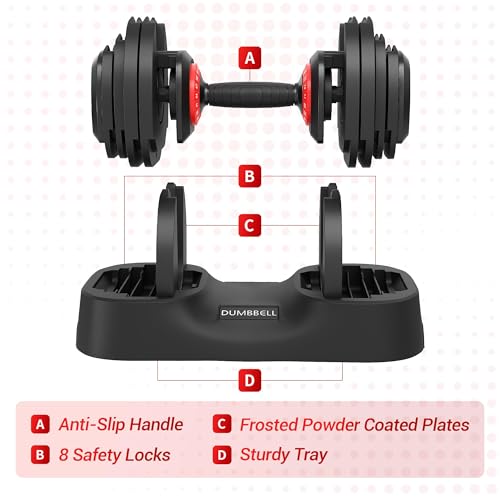 Updated Adjustable Dumbbells Set (25 LB/50 LB/56 LB/112LB), Weights Dumbbell Set with Anti-slip Grip & Storage Solution, Compact Free Weights for Home Gym, Strength Training for Men & Women