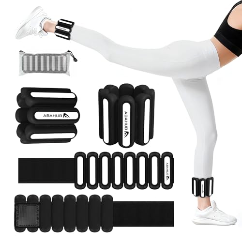 Abahub Adjustable Wrist & Ankle Weights 2Pack, Wearable Silicone Weighted Bracelet for Women, Arm Leg Weights for Home Gym Workout, Jogging, Yoga & Pilates - color: Black & White, size: 2LB Pair (1LB X 2)