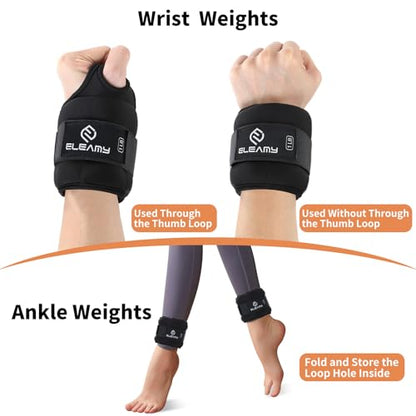 ELEAMY Wrist Weights for Women & Men - 0.5/1/1.5/2/3lb*2 Pairs - color: Black, size: 1.5 Lbs Each (3.0 Lbs Pair)