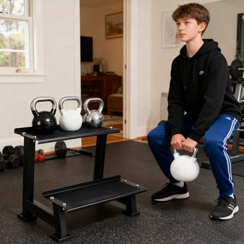 Kettlebell Storage Rack with Anti-Slip Pads, 2-Tier Weight Racks, Kettlebell Stand, Dumbbell and Kettlebell Rack for Home Gym Use