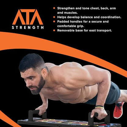 ATA-Strength Heavy-Duty 15-in-1 Foldable Push Up Board gym gift for men and women with Adjustable Grip Strengthener, skipping Rope, and 3 Resistance Bands Comprehensive Home Workout System for Targeted Muscle Training and Enhanced Grip Strength