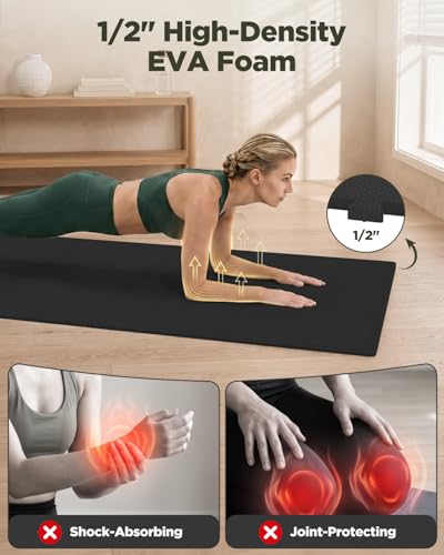 1/2" Thick 16 Pcs 64 Sq Ft EVA Foam Puzzle Exercise Mats, High-Density Interlocking Foam Floor Tiles for Home Gym, Gym Mat for Workout Equipment & Direct Exercise, Floor Padding for Kids