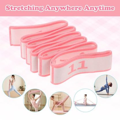 Gjinxi Stretching Strap with Loops Elastic Yoga Stretch Band Multi-Loop Physical Therapy Belt Equipment for Flexibility Exercise Training Leg Stretching Dance Fitness Home Workout Pilates Ballet