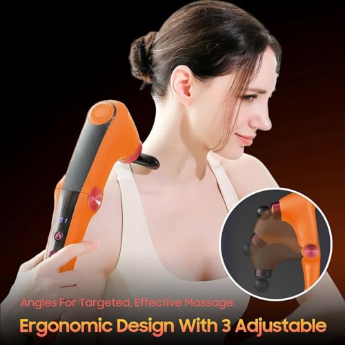 Massage Gun with Heat, Folding Muscle Massager, Massager Gun, Deep Tissue Percussion Massage Gun, 9 Speeds for Back, Shoulders,
