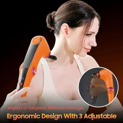 Massage Gun with Heat, Folding Muscle Massager, Massager Gun, Deep Tissue Percussion Massage Gun, 9 Speeds for Back, Shoulders,