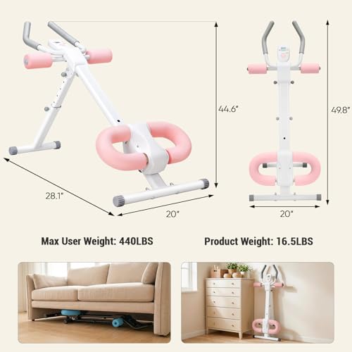 DUMOS Ab Workout Equipment for Home Gym, Exercise Machine Abs Trainer, Full Body Fitness System Adjustable for Abdominal Stomach Training, LCD Display, Knee Protection