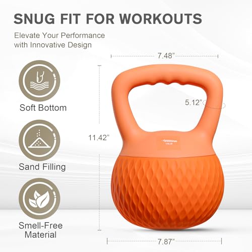 YIGUO Soft Kettlebell, Kettlebells Cushioned Impact-Resistant Base and Anti-Slip Grip, Strength Training Kettle Bell for Women and Men, Home Workout - color: Orange