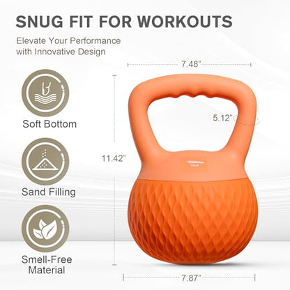 YIGUO Soft Kettlebell, Kettlebells Cushioned Impact-Resistant Base and Anti-Slip Grip, Strength Training Kettle Bell for Women and Men, Home Workout - color: Orange