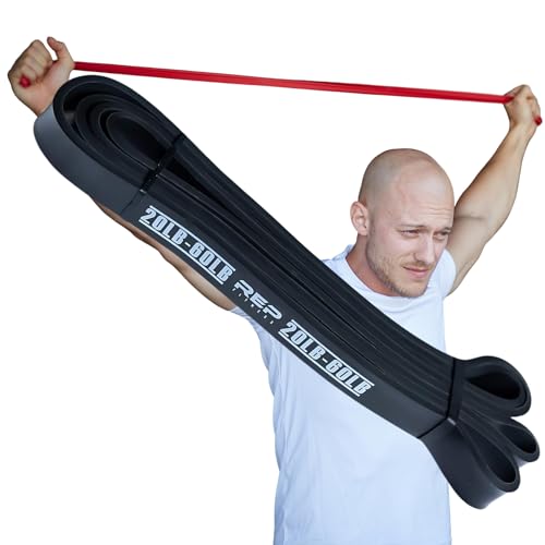 Rep Fitness Pull-Up Bands Resistance Exercise Workout Equipment Set for Home Gym Training – Heavy Duty Stretch Band for Assisted Pullups, Strength Training, Physical Therapy, and Fitness Workouts - color: Black