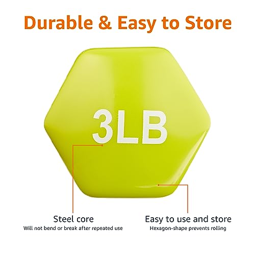 Amazon Basics Vinyl Coated Dumbbell Hand Weights - style: 3 Pounds, Pair