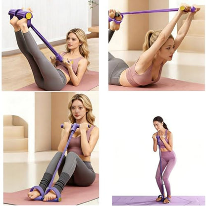 Resistance Bands with Pedal Tube & Ankle Straps, Multifunctional Elastic Rope for Full Body Stretching and Strength Training, Home Gym Equipment for Abdomen, Waist, Arm, Leg Workout