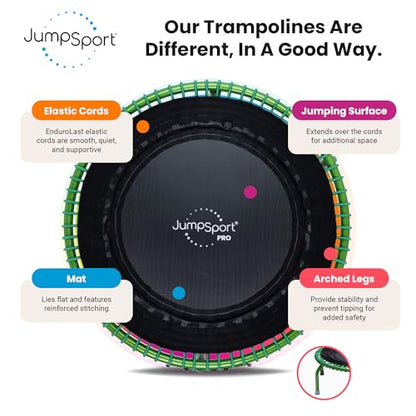 JumpSport 350 PRO 39 Inch Fitness Trampoline Indoor Rebounder Cardio Workout Equipment 300 lb Capacity - color: Thrive