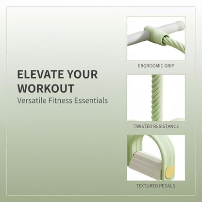 Foot Pedal Resistance Band, 6 Tube Sit Up Exercise Equipment with Handle for Women, Abdominal/Waist/Arm/Leg Workout, Home Gym Yoga Slimming Training, Green