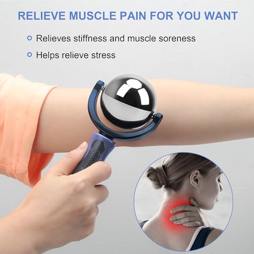 Cold Massage Roller Ball, Cold Therapy Relief, Portable Fitness Ice Roller Ball with Handle, Great Tool for Back/Neck Pain (Blue) - color: Blue