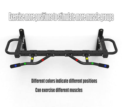 Wall-Mounted Pull-Up Bar, Heavy-Duty Steel Chin-Up Bar with Foam Grip, Supports 300kg, Resistance Band & Gymnastics Ring Support