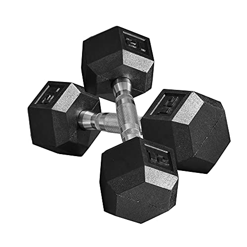 Soozier 2 x 12lbs/2 x 15lbs/2 x 40lbs/2 x 45lbs/2 x 50lbs Hex Dumbbell Set of 2, Rubber Weights Exercise Fitness with Non-Slip Handles, Anti-roll, for Women or Men Home Gym Workout, Black - style: 2 x 12lbs