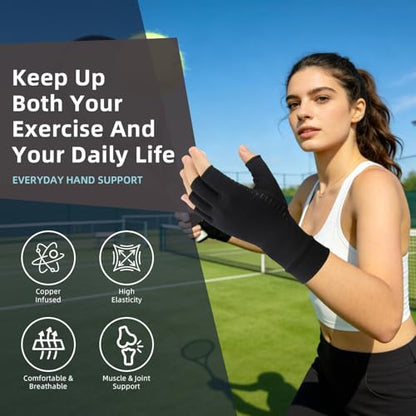 Big Mango 2 Pairs Copper Arthritis Gloves, Compression Gloves for Women Men Relieve Pain from Rheumatoid Arthritis, Carpal Tunnel, Swelling, Everyday Hands Support (Open Finger + Full Finger, Small) - color: Open Finger (1 Pair) & Full Finger (1 Pair), si