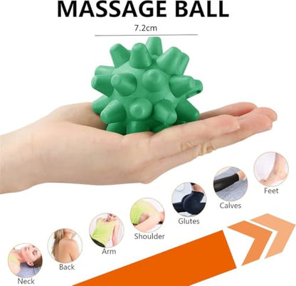 Soft Spiky Massage Balls, 2 Pcs Silicone Massage Ball for Plantar Fasciitis, Trigger Point Release Ball Deep Tissue Self Massage Ball Muscle Soreness Manual Massage Ball for Yoga Gym Exercise (Green) - color: Green