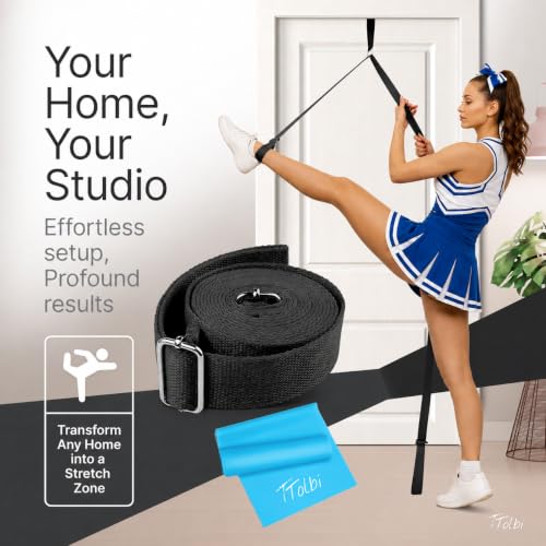 Leg Stretcher Strap with Door Anchor and Resistance Band, Splits Trainer - color: Classic Black