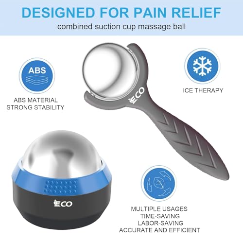 Cold Massage Roller Ball - Ice Roller Ball for Muscles Deep Tissue, Cold & Heat Therapy, Plantar Fasciitis Roller - color: Blue+black