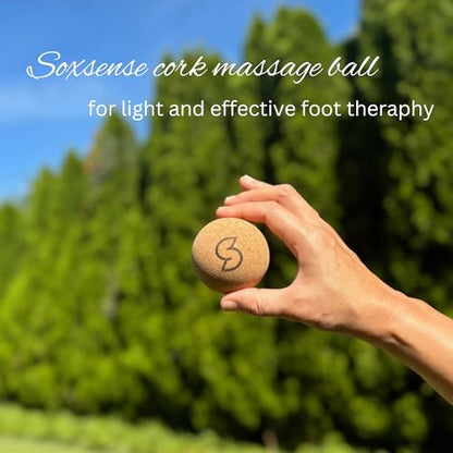 Soxsense Cork Foot Massage Balls & Toe Stretching Bands Set (4 PCS) – Plantar Fasciitis Relief, Foot Pain Therapy Tools