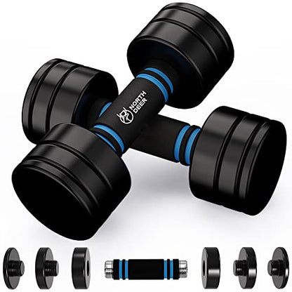 Northdeer Steel Dumbbells Adjustable Black Coated Weight Set with Foam Handles for Home Gym Workout - Strength Trainging for Men, Women (5lbs/10lbs/15lbs/20lbs) - style: 10lbs Pair (2×10lbs)