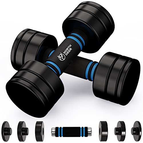 Northdeer Steel Dumbbells Adjustable Black Coated Weight Set with Foam Handles for Home Gym Workout - Strength Trainging for Men, Women (5lbs/10lbs/15lbs/20lbs) - style: 10lbs Pair (2×10lbs)