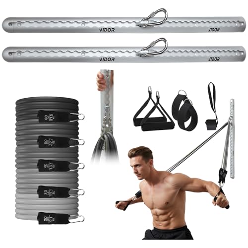Resistance Band Wall Mount System - Heavy Duty Wall Anchor for Resistance Bands, Workout Wall Anchor with Aluminium Bracket for Home Gym Cable Machine & Fitness (with2Rails and Grey Resistance Band)