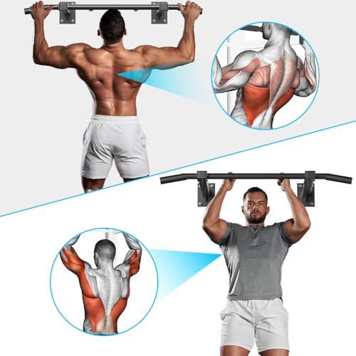 Wall Mount Pull Up Bar, Joist Beam Rafter Mount Pull-up Bar, Ceiling Mounted Chin Up Bar for Home Gym with Punching Bag Hanger