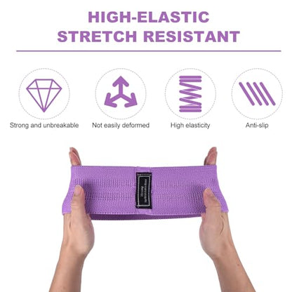 PATIKIL 12 Pieces Booty Resistance Bands for Working Out Non-Slip Workout Bands Fabric Resistance Loops Elastic Exercise Fitness Bands for Women Men Hip Leg Gym, (Level 3 - S/M/L)