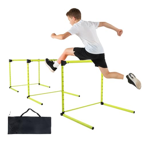 3PCS Adjustable Height Hurdles Training Equipment, Agility Hurdles with Storage Bag, Removable Track Hurdle, Speed Training Equipment for Soccer, Football and Track & Field Sports