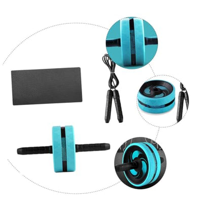 STOBAZA Ab Roller Wheel with Knee Pad and Jump Rope for Home Workout Wide Stable Mute Design Core Strength Trainer for Men and Beginners Exercise Roller for Balanced Abdominal Fitness