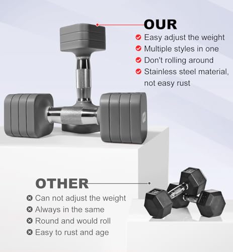 Adjustable Dumbbell Set for Women Men 7.5LB/10LB/15LB/20LB/25LB Each - color: Grey, style: 10LB Each [20 LBS Total]