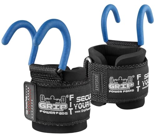 Weight Lifting Rod Hooks Heavy Duty Wrist Wraps Power Weight Lifting Training Gym Grips Straps Set of 2 - color: BLUE, size: WOMEN-Wrist Size Small/Medium