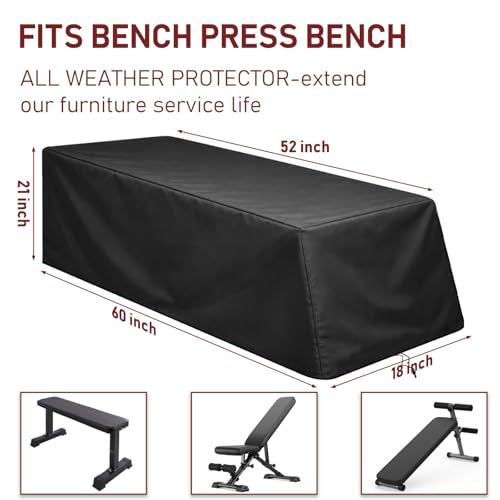 Weight Bench Cover Waterproof Heavy Duty Exercise Workout Bench Cover, Home Gym All-Weather Protective Covers Fit for Sit-up Board Flat Lifting Benches and Fitness Equipment - size: 52'' L x 60'' W x 21'' H