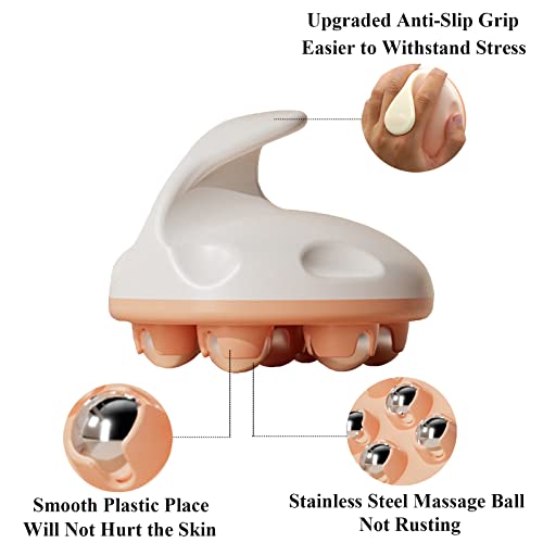 WMM Hand Held Massager, Full Body Massage Tool with Roller Ball Massager Manual 360-degree-roller for Muscle Back Neck Joint Foot Shoulder Leg Pain Relief with Portable Design