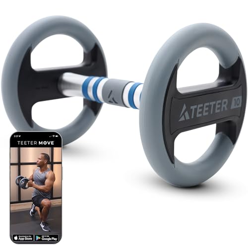 TeeterBell Multi-Grip Weight & Workout App - Dumbbell, Kettlebell & Medicine Ball All-in-one, Low-Impact Cardio and Toning for Functional Fitness - style: 10lb TeeterBell