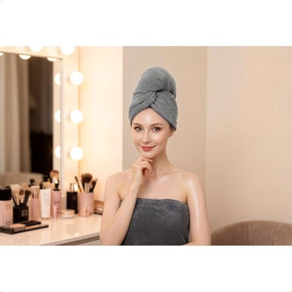 2 Pack Bath Towel Set, Waffle Bath Towel Set, Super Soft Highly Absorbent, Sturdy Quick Drying Towels for Bathroom, Gym, SPA, Yoga (2 Piece 30" x 60", 1Grey+1Purple)