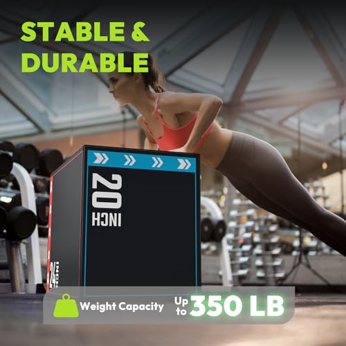 HANDBODE 3-in-1 Plyometric Box, Jump Training Equipment - style: 16 lb (20 x 24 x 30 inch)-C