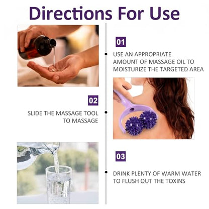 Spiky Massage Balls Rollers with Dual Ball Design, Manual Massage Stick with Ergonomic Handle, Lightweight and Portable Point Muscle Massages Tool Pain Relief for Back Neck Shoulder Leg - color: Purple