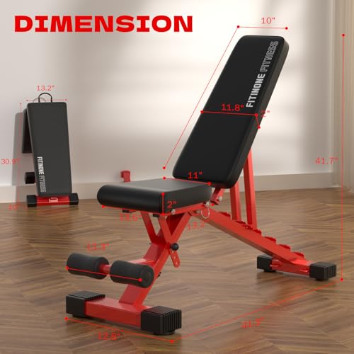 Adjustable Weight Bench, 800LBS Foldable Workout Bench for Home Gym, Incline Decline Flat Bench Press with Quick Folding & Fast Adjustment