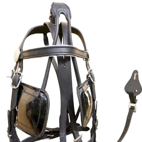 RESISTANCE Miniature Horse Black Patent Leather Driving Harness with Red and White Trim