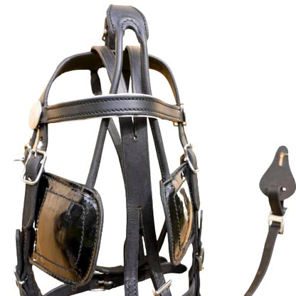 RESISTANCE Miniature Horse Black Patent Leather Driving Harness with Red and White Trim