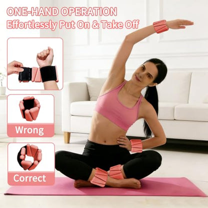 Wrist Weights set for Women, 2 sets of 1 lb each, Silicone Ankle & Wrist Weights for Women & Men, Adjustable Weight fit for Yoga, Dance,Hiking, Jogging,Pilates, Aerobic Exercise and Strength Exercise