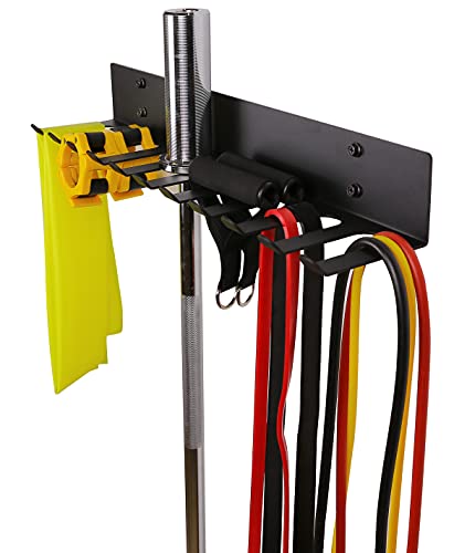 Multi-Purpose Heavy Duty Gym Storage Rack - 11 Hooks for Resistance Bands, Straps, Jump Ropes, Foam Rollers, Weight Belts, Tools (L-23") - style: L-23"