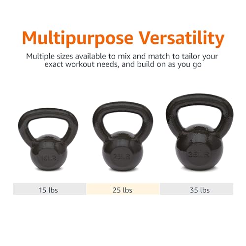 Amazon Basics Cast Iron Kettlebell for Strength Training, Textured Wide Handle, Black