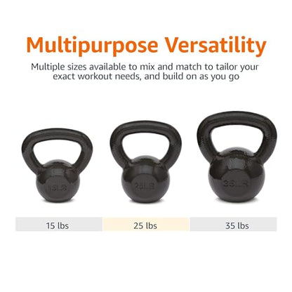 Amazon Basics Cast Iron Kettlebell for Strength Training, Textured Wide Handle, Black