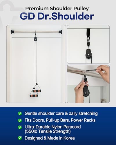 GD Soulder Pulley for Physical Therapy Dr. Shoulder Made in Korea - Adjustable Rope Exercise Equipment for Rotator Cuff, Frozen Shoulder Rehab & Range of Motion, Post Surgery Stretching | Door Anchor Included